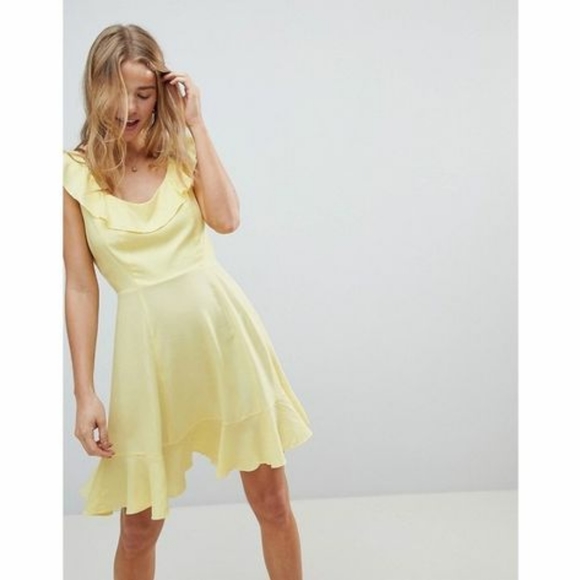asos yellow ruffle dress